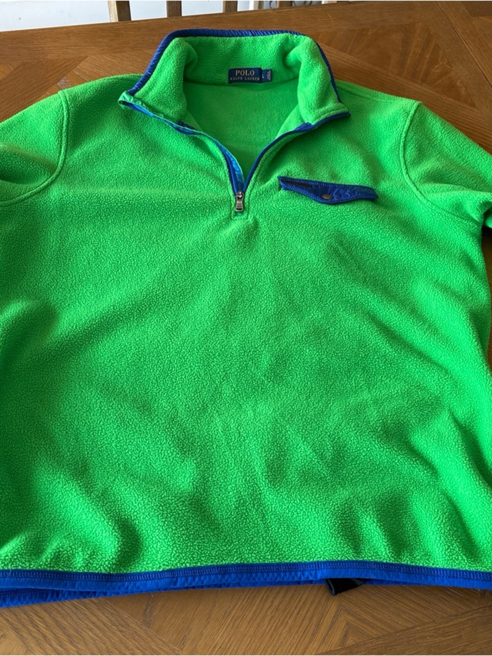 Polo by Ralph Lauren Bright Green Fleece Pullover with Blue Trim